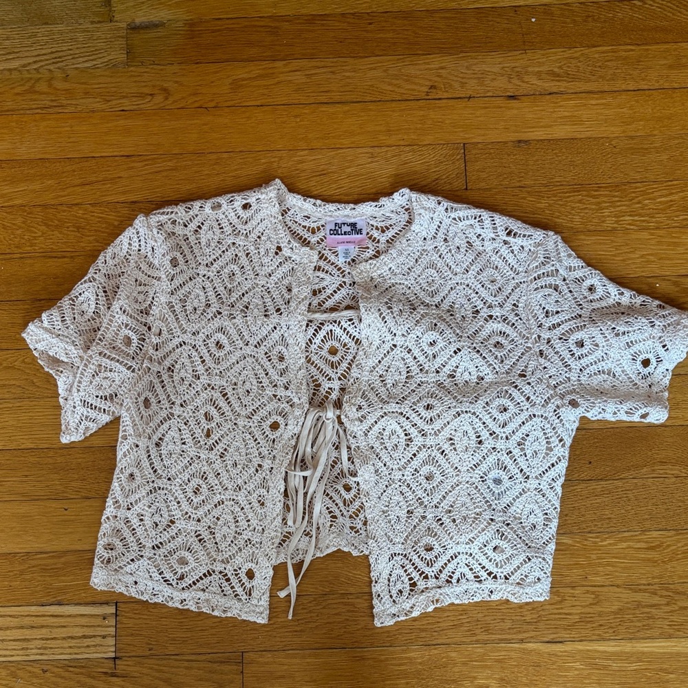 Future Collective Cream Crochet Top